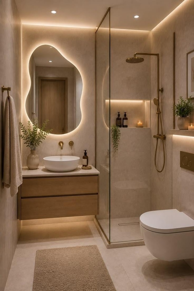 Modern Bathroom Mirror with LED Lighting