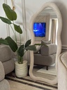 Wavy Mirror with Wooden Stand - Panda Fabric Upholstered Frame
