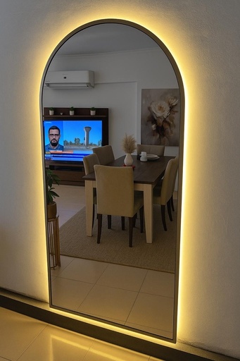 Modern Wall-Mounted Mirror with Lighting